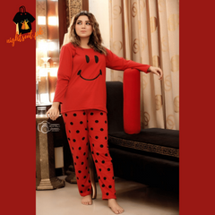 Red Smile Printed Women Nightsuit