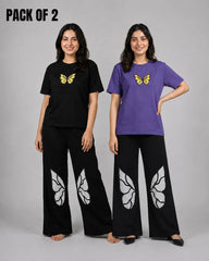 Pack Of 2 Women Butterfly Dreams Outfit | Black & Purple
