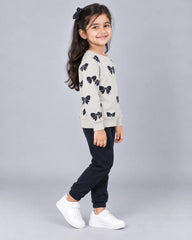 Bow Bliss Winter Fleece Set for Girls - Coffee