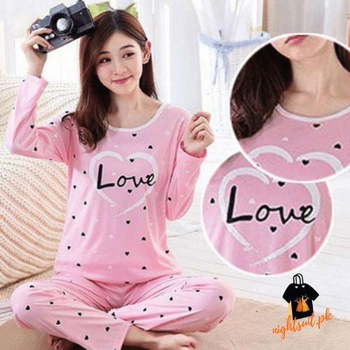 Pink Love Women Nightsuit PJ