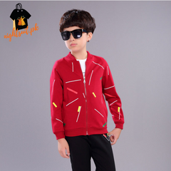 Kids Red Printed Zipper with Warm Black Trouser ( 3 Piece )