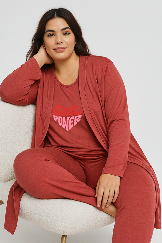 Women 3 Pieces Night Suit - Girl Power