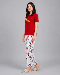 Crimson Geometric Print pajama Set
