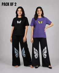 Pack Of 2 Women Butterfly Dreams Outfit | Black & Purple