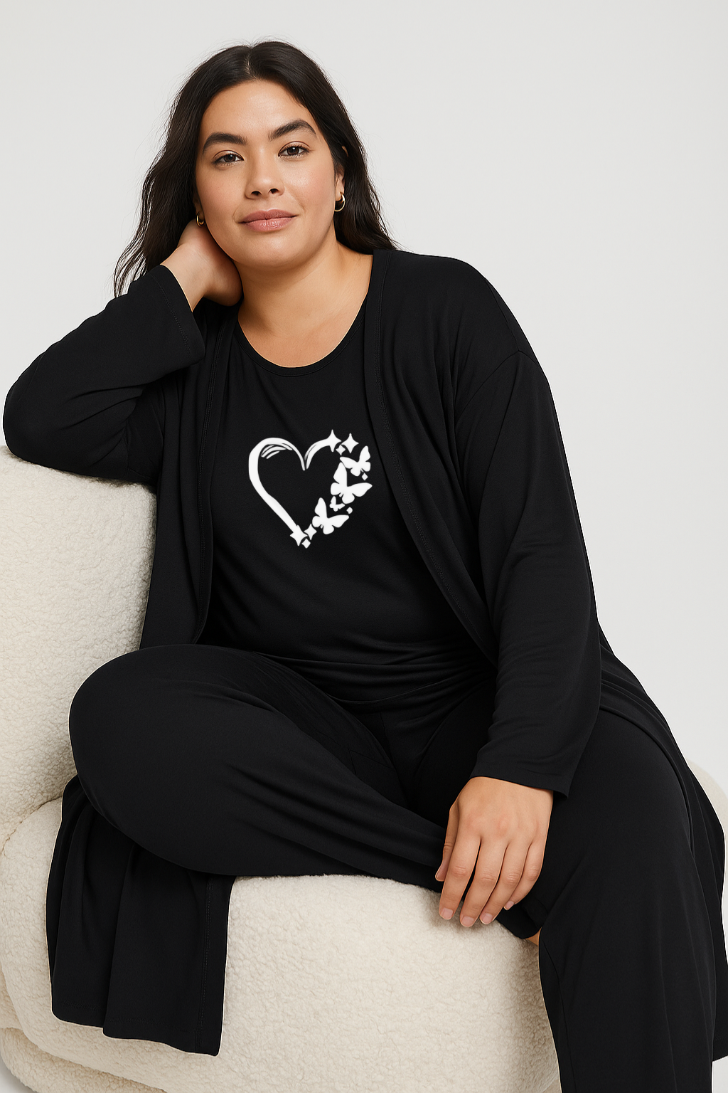 Women 3 Pieces Night Suit - Butterfly Love