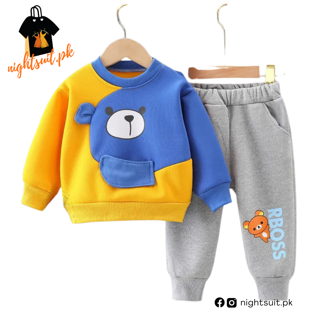 Yellow & Blue Boss Kids Sweatshirt & Pant