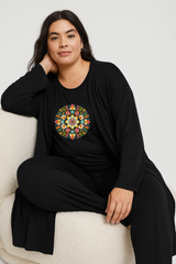 Multi Pattern Women Night Suit 3 Pieces Set