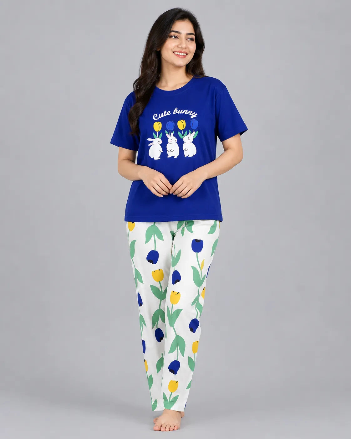 Tulip Bunny Dreams Pajama Set- Blue