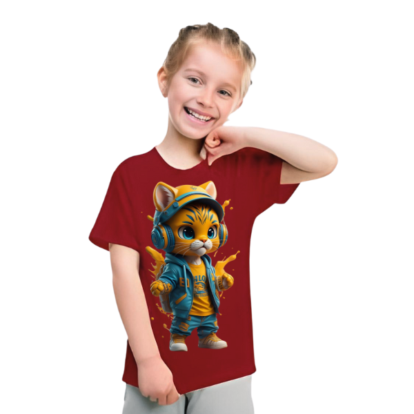 Cool Cat Printed T Shirt For Kids