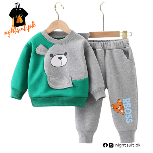 Green & Grey Boss Kids Sweatshirt & Pant