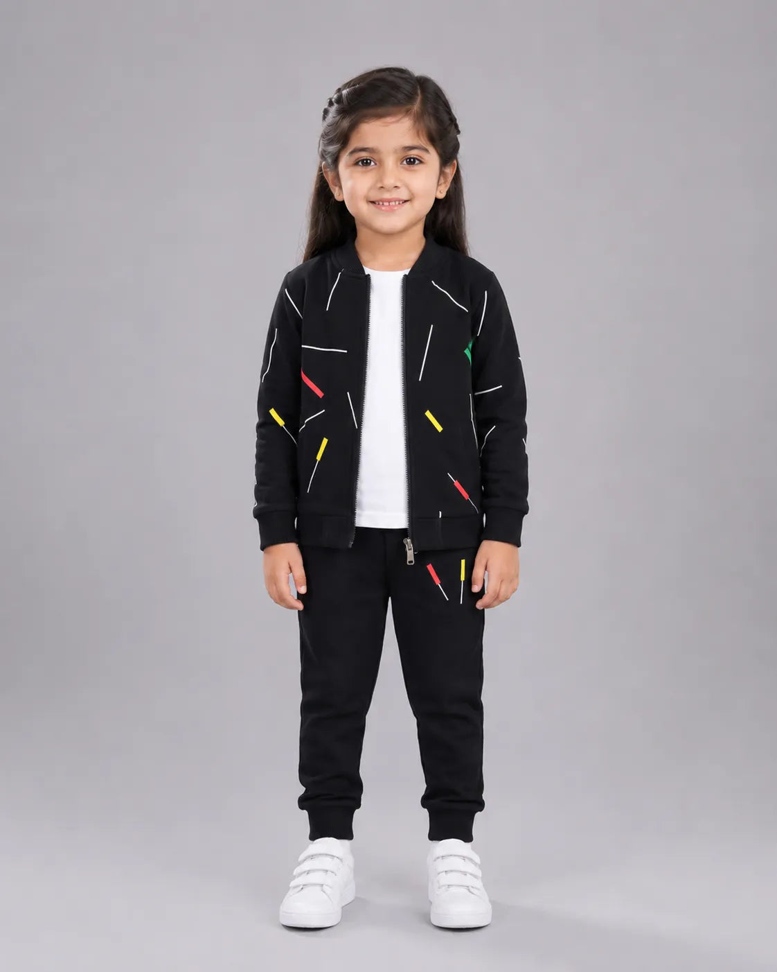 Kids Zipper Winter Tracksuit - Black