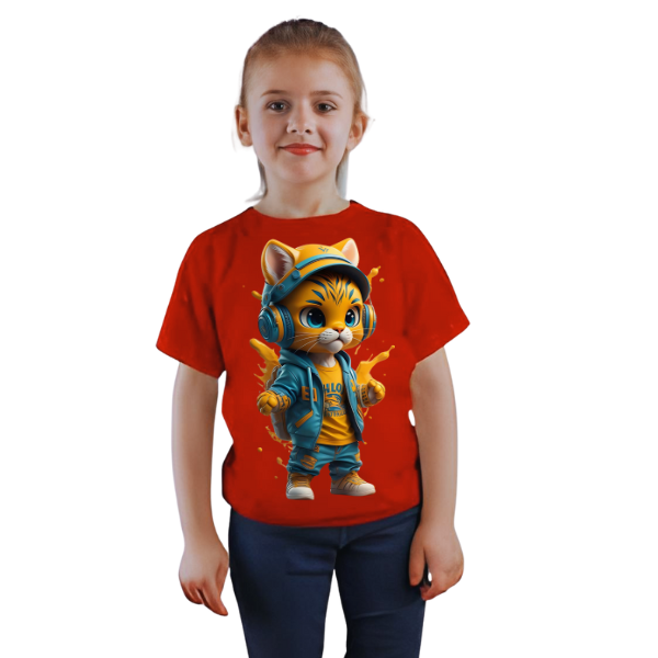 Cool Cat Printed T Shirt For Kids