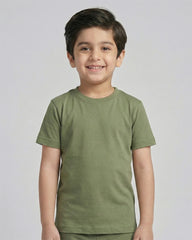 Kids Olive Green Cotton T-Shirt & Trouser Set