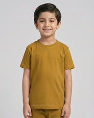 Kids Mustard Cotton T-Shirt & Trouser Co-Ord Set