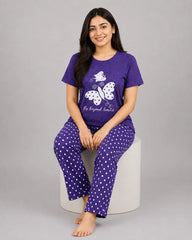 Polka Dot Butterfly Pajama Set - Purple