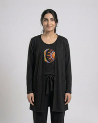 Women 3 Pieces Night Suit - Moon & Sun | Black