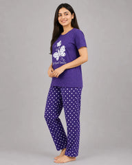 Polka Dot Butterfly Pajama Set - Purple