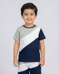 Blue Block Pattern Short Set
