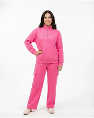 Women’s Pink Quarter-Zip Winter Fleece Tracksuit