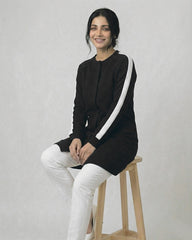 Black Western Stripe Long Sleeve Cardigan