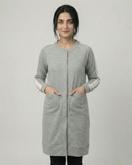 Grey Western Stripe Long Sleeve Cardigan