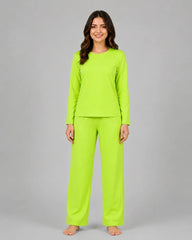 Women Round-Neck Lounge Wear - Lemon Yellow