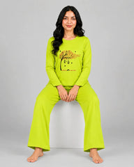 Women Round Neck Lounge Wear | Spring Tree - Lemon Yellow
