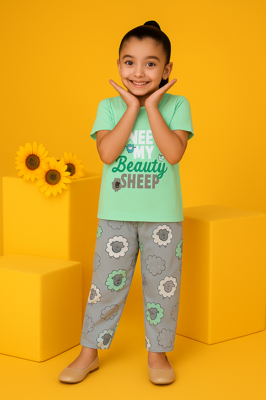 Trendy Kids' Beauty Sheep T-Shirt & Pajama Set