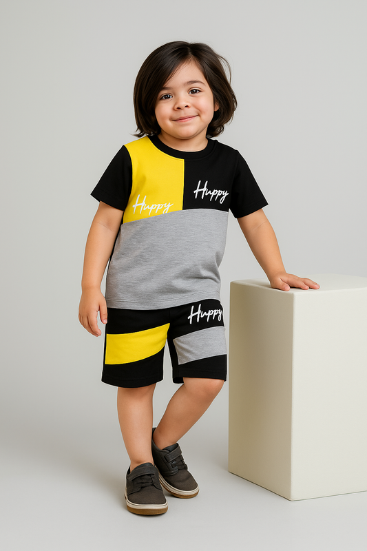 Multi Colorblock Short Sleeve T-shirt & Shorts Set