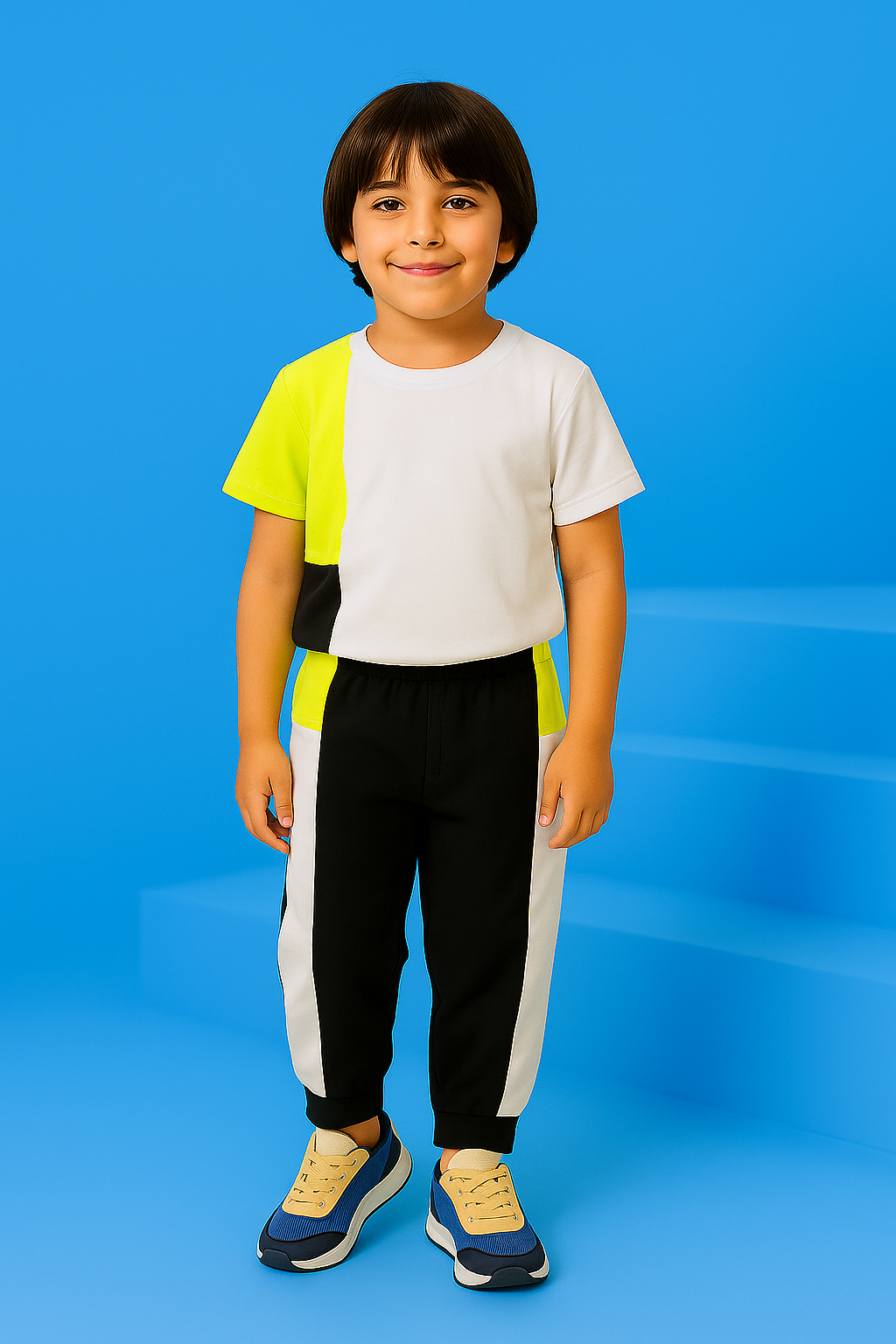 Trendy Kids' Color Block T-Shirt & Jogger Set