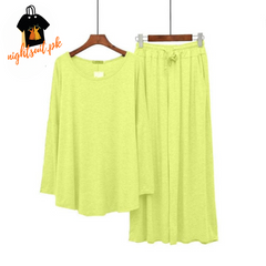 Lemon Yellow Palazzo Lounge Wear For Women PJ Set ARTICLE NO# 52