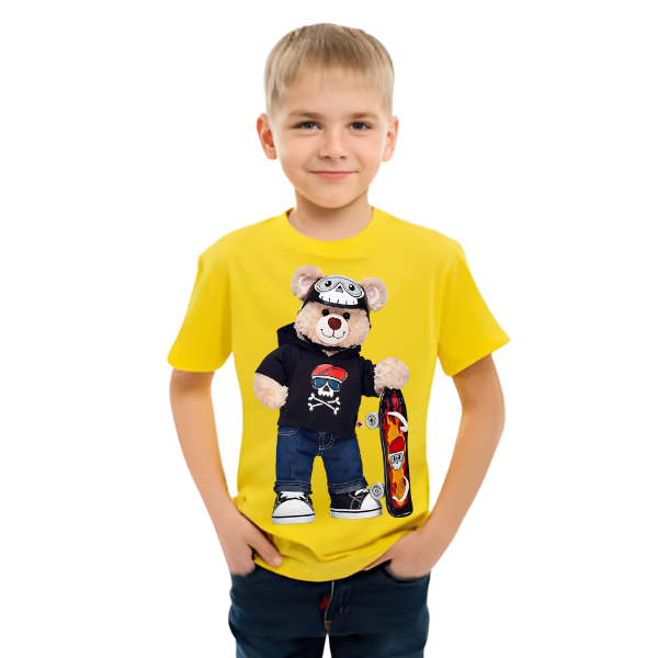 TEDDY BEAR SKATEBOARD KIDS T SHIRT