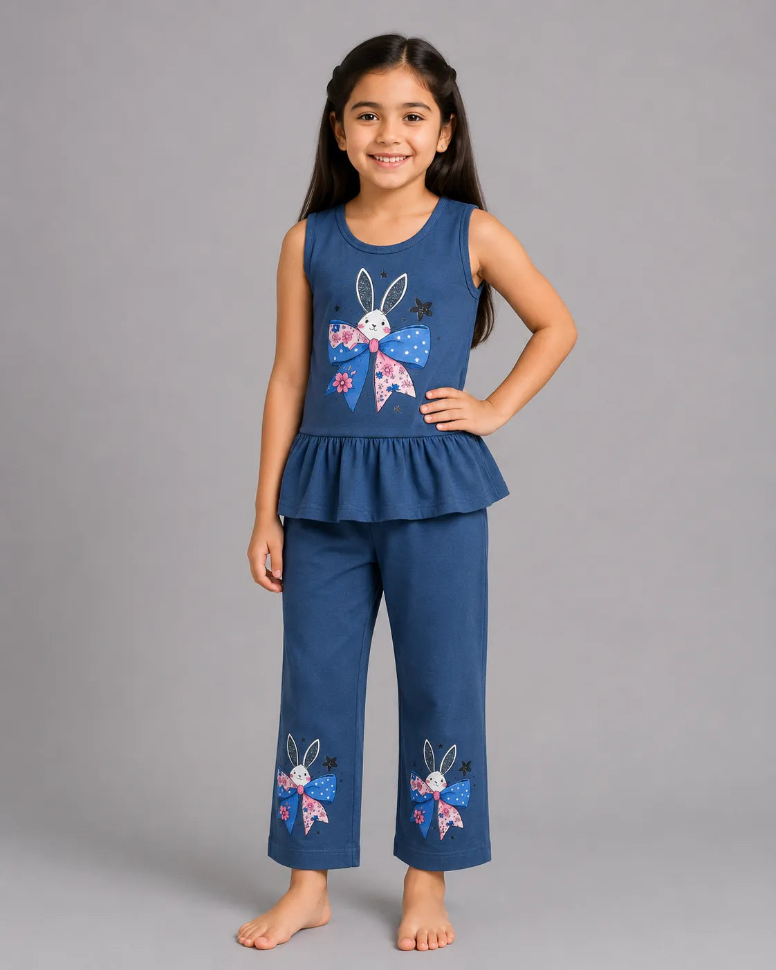 Bunny Bloom Sando Set - Navy Blue
