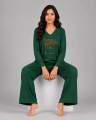 Women V-Neck Lounge Wear | Spring Tree - Sherwood Green
