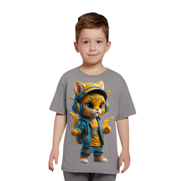 Cool Cat Printed T Shirt For Kids