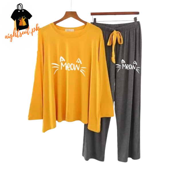 Yellow Meow Printed Loungewear