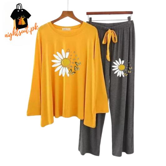 Yellow Daisy Flower Printed Loungewear