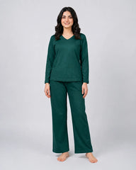 Women V Neck Lounge Wear - Sherwood Green