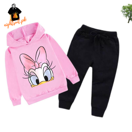 Pink Duckling Printed Kids Hoodie Set