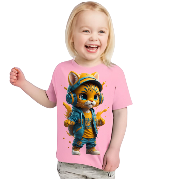 Cool Cat Printed T Shirt For Kids