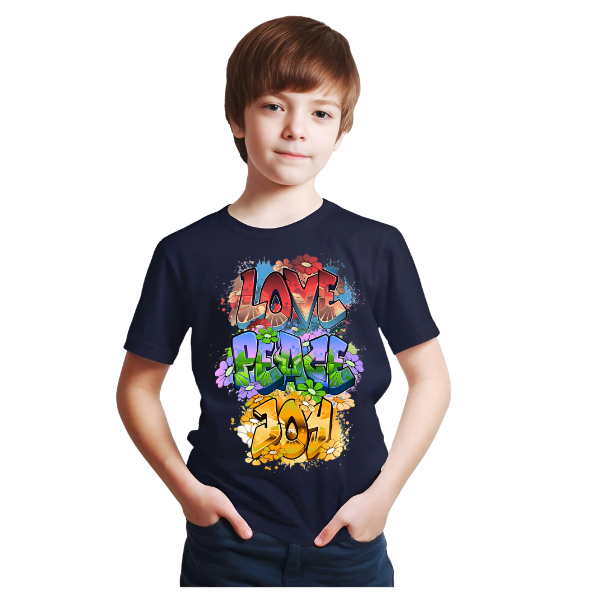 LOVE,PEACE,JOY KIDS T SHIRT