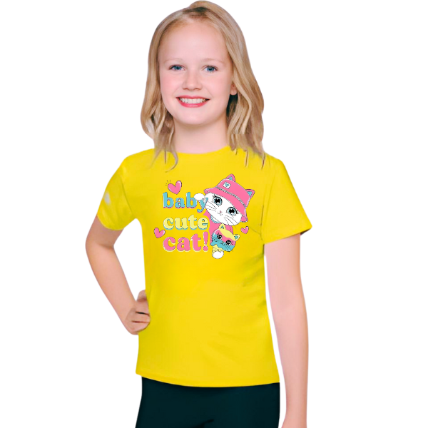 Baby Cat Printed T Shirt For Kids