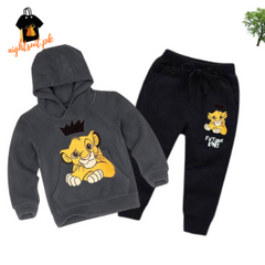 Red Future King Printed Kids Hoodie Set