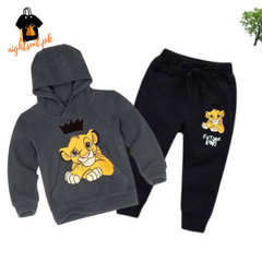 Grey Future King Printed Kids Hoodie Set