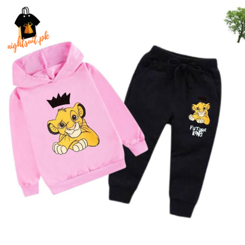 Pink Future King Printed Kids Hoodie Set