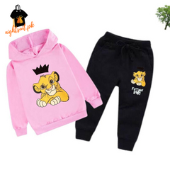 Red Future King Printed Kids Hoodie Set