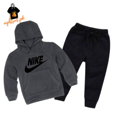 Grey Nike Printed Kids Hoodie Set