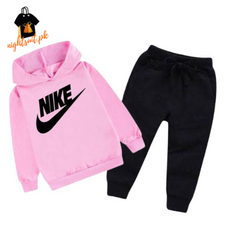 Pink Nike Printed Kids Hoodie Set