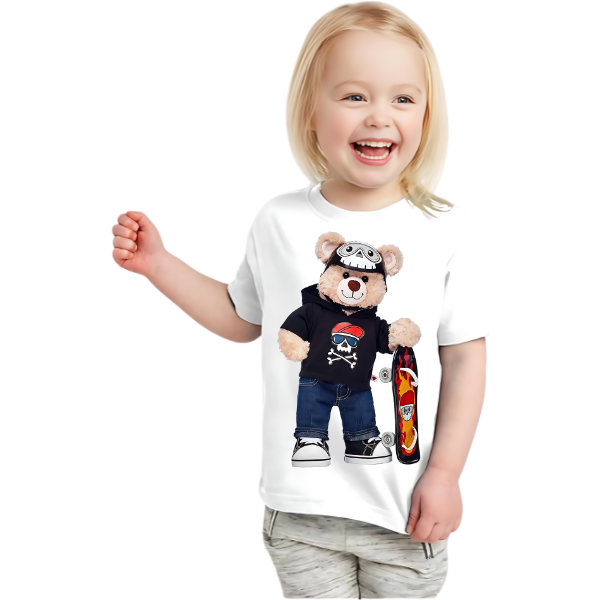 TEDDY BEAR SKATEBOARD KIDS T SHIRT