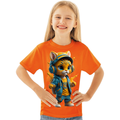 Cool Cat Printed T Shirt For Kids